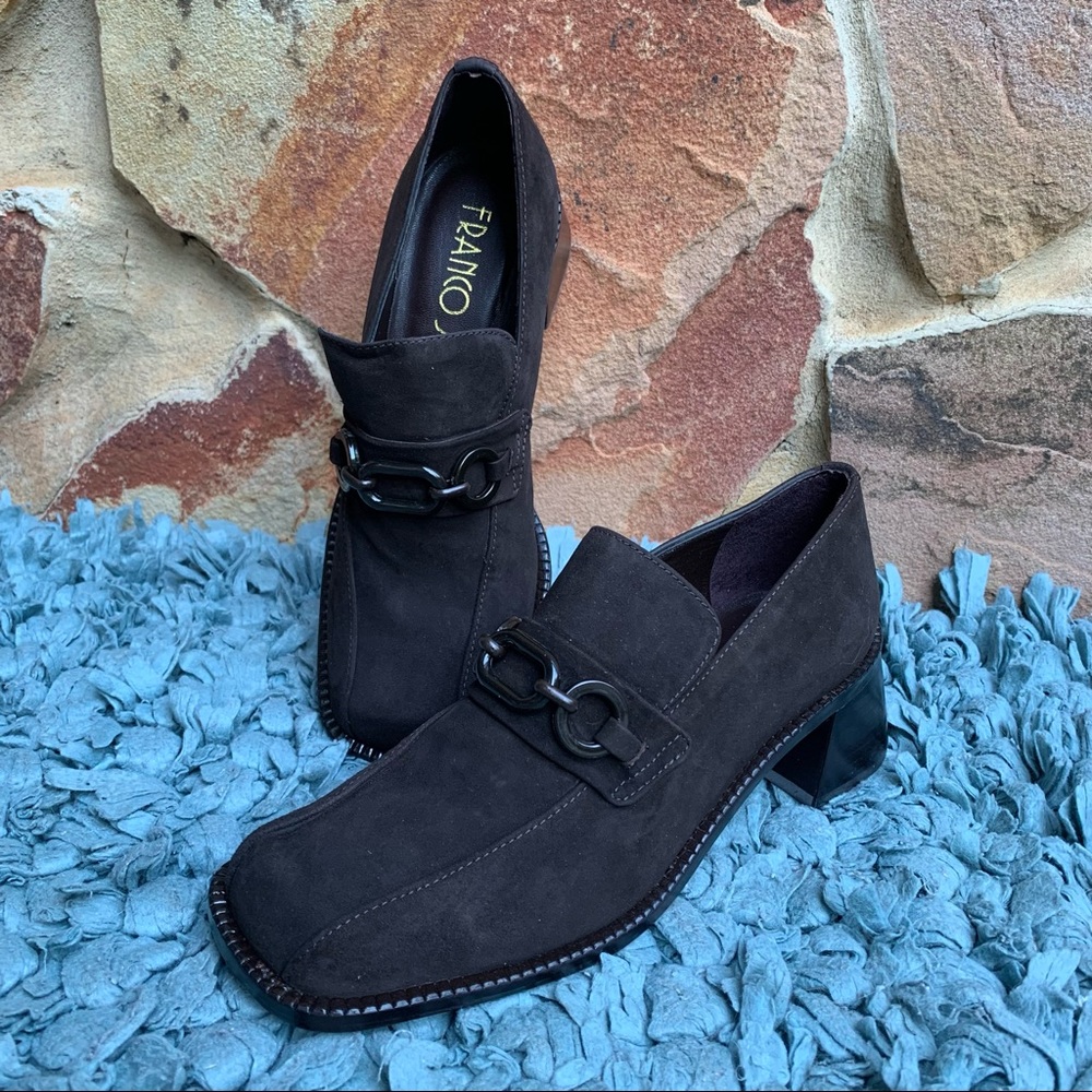 Franco Sarto Black Suede Loafers